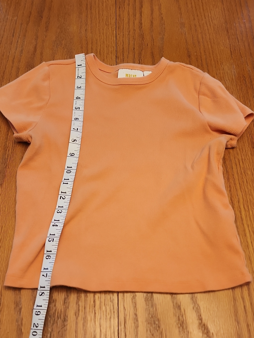 Anthropologie Women's Orange Short Sleeve Cropped Ribbed Tee - Picture 8 of 16
